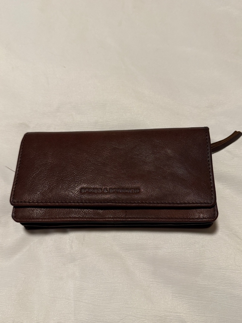 Spikes & Sparrow Genuine Leather Brown Foldover Wallet Clutch Wristlet